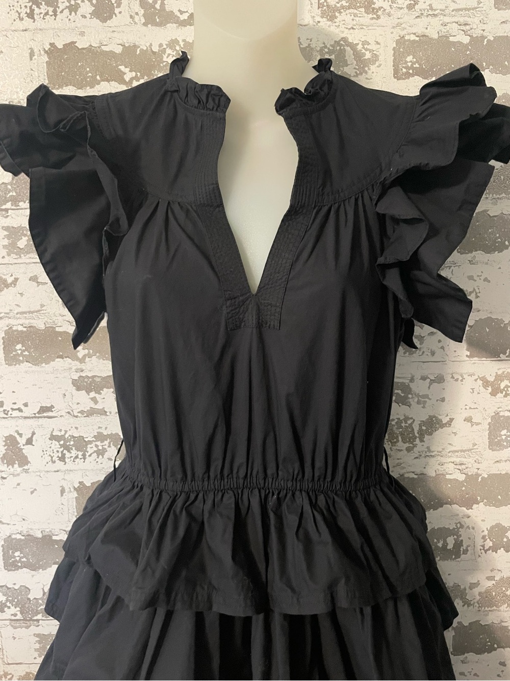 Ulla Johnson Lulua Tiered Ruffle Dress Black Cotton Size 4 - Picture 2 of 8